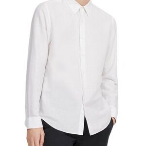 NWT Theory Men's Irving Optic White Structure Knit Button Down Dress Shirt